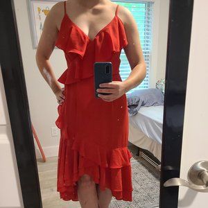 Red Ruffle Wedding Guest Dress
